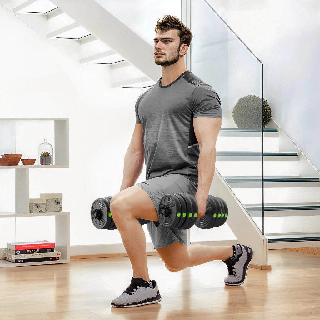 Kit manubri 30 kg con barra ¨C Minimal ¨C Nero Verde