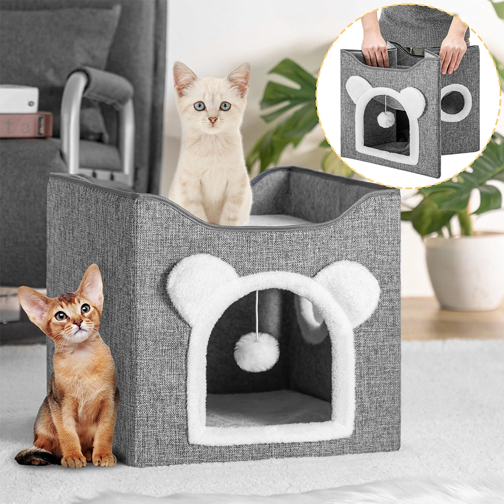 Cuccia per Gatti con Ingresso Tiragraffi, Casetta per Animali, Comoda e Resistente