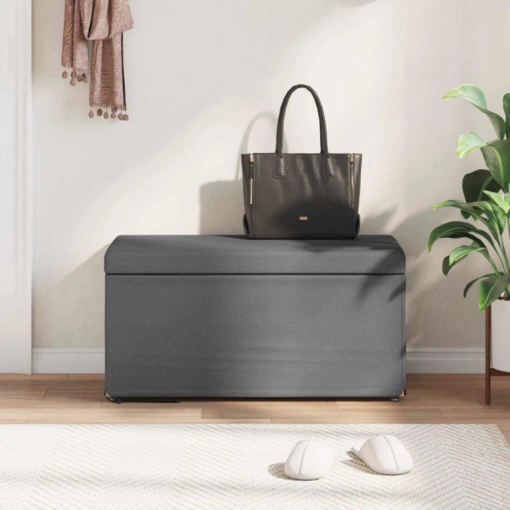 Pouf Grigio scuro Tessuto e Legno Ingegnerizzato 876774