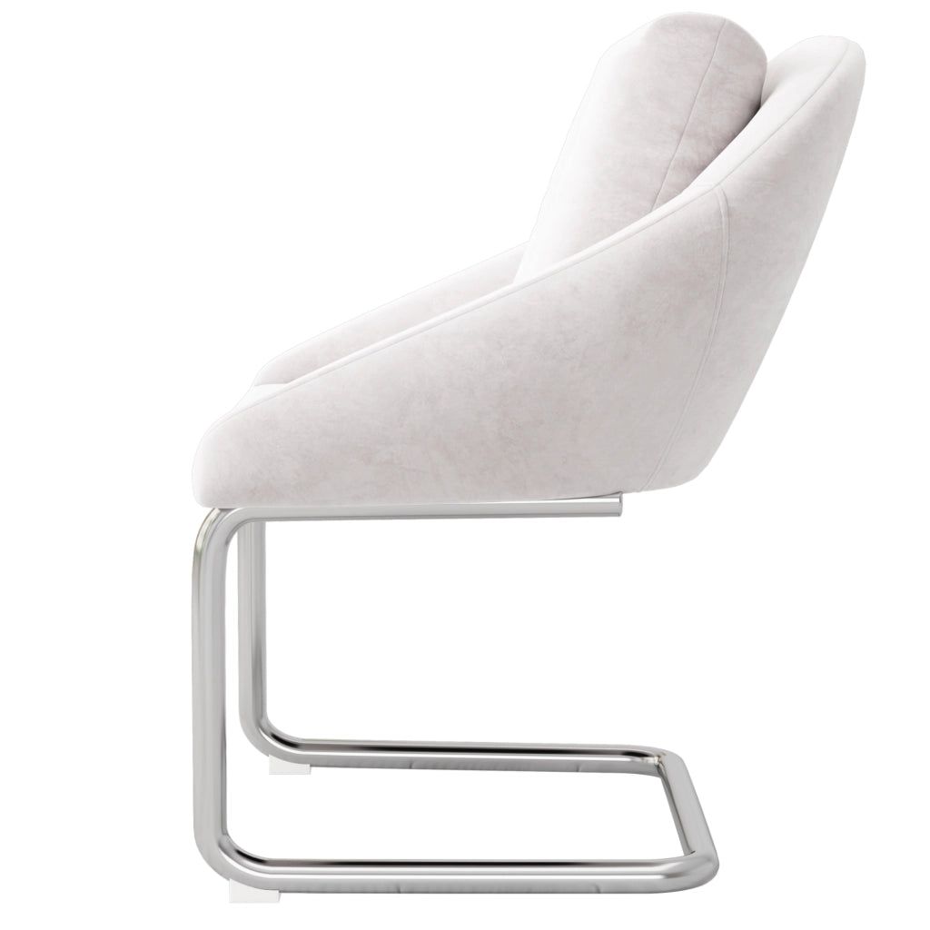 Sedia da Pranzo Set da 2 con Schienale Ergonomico e Cuscino, in Velluto e Metallo, Beige