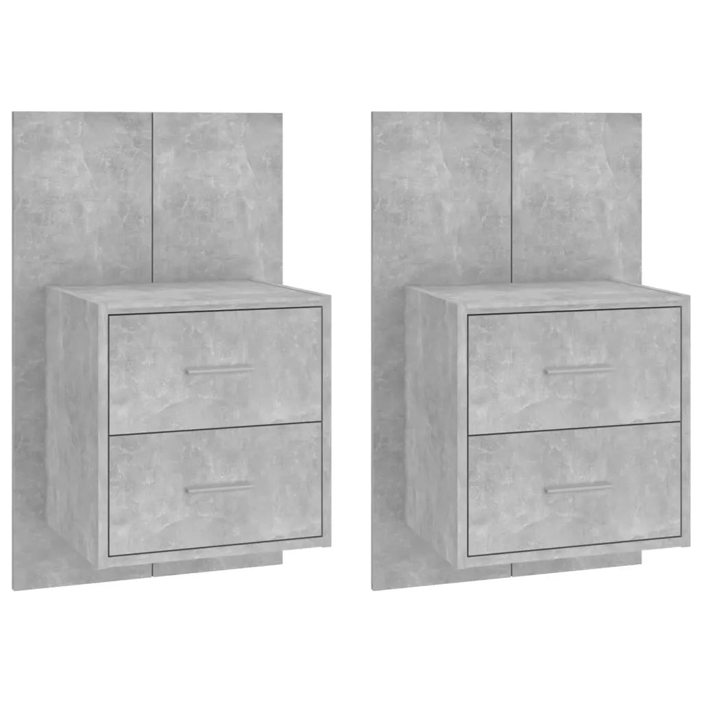 Set di 2 Comodini | Armadio da Notte | Mobiletto da notte a Muro Grigio Cemento