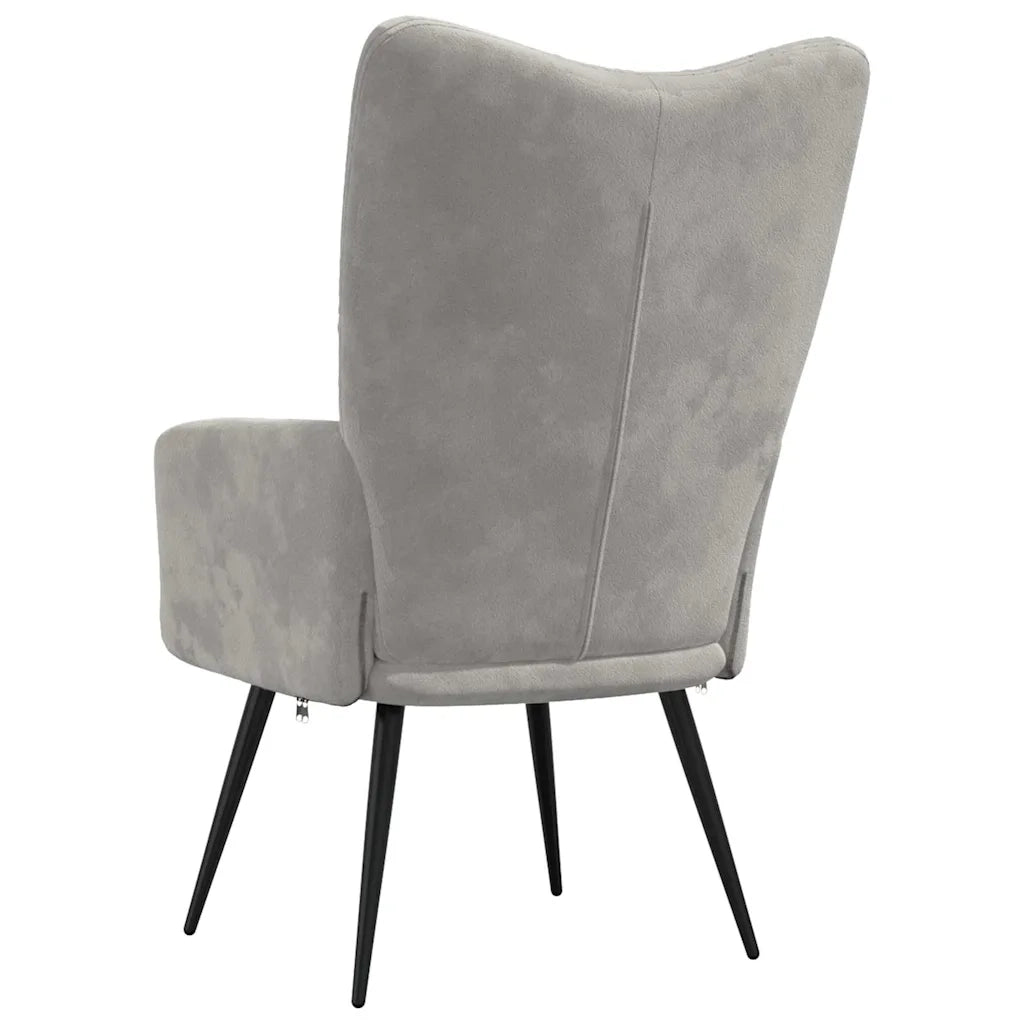 Poltrona | Sedia Relax Grigio Chiaro in Velluto