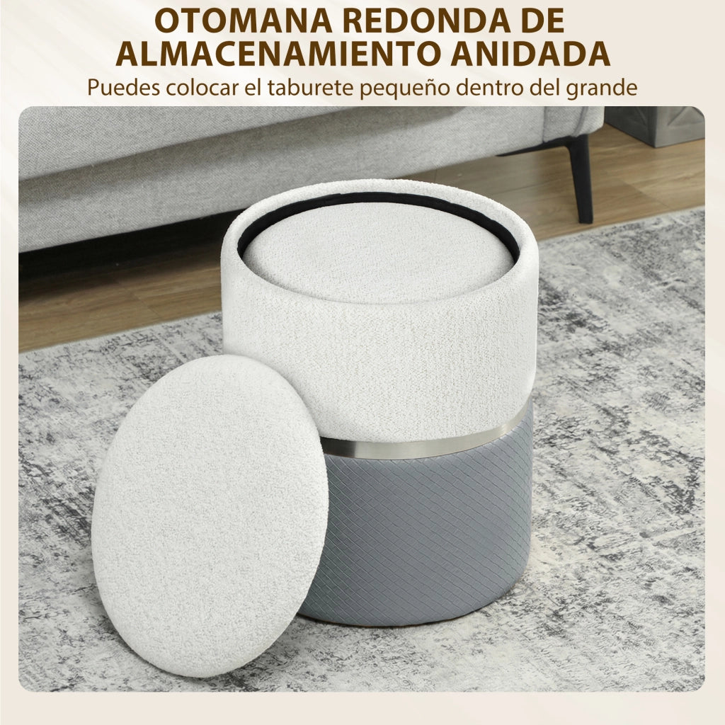 Poltrona Puff con Contenitore ¨C Zephmum ¨C Grigio e Crema