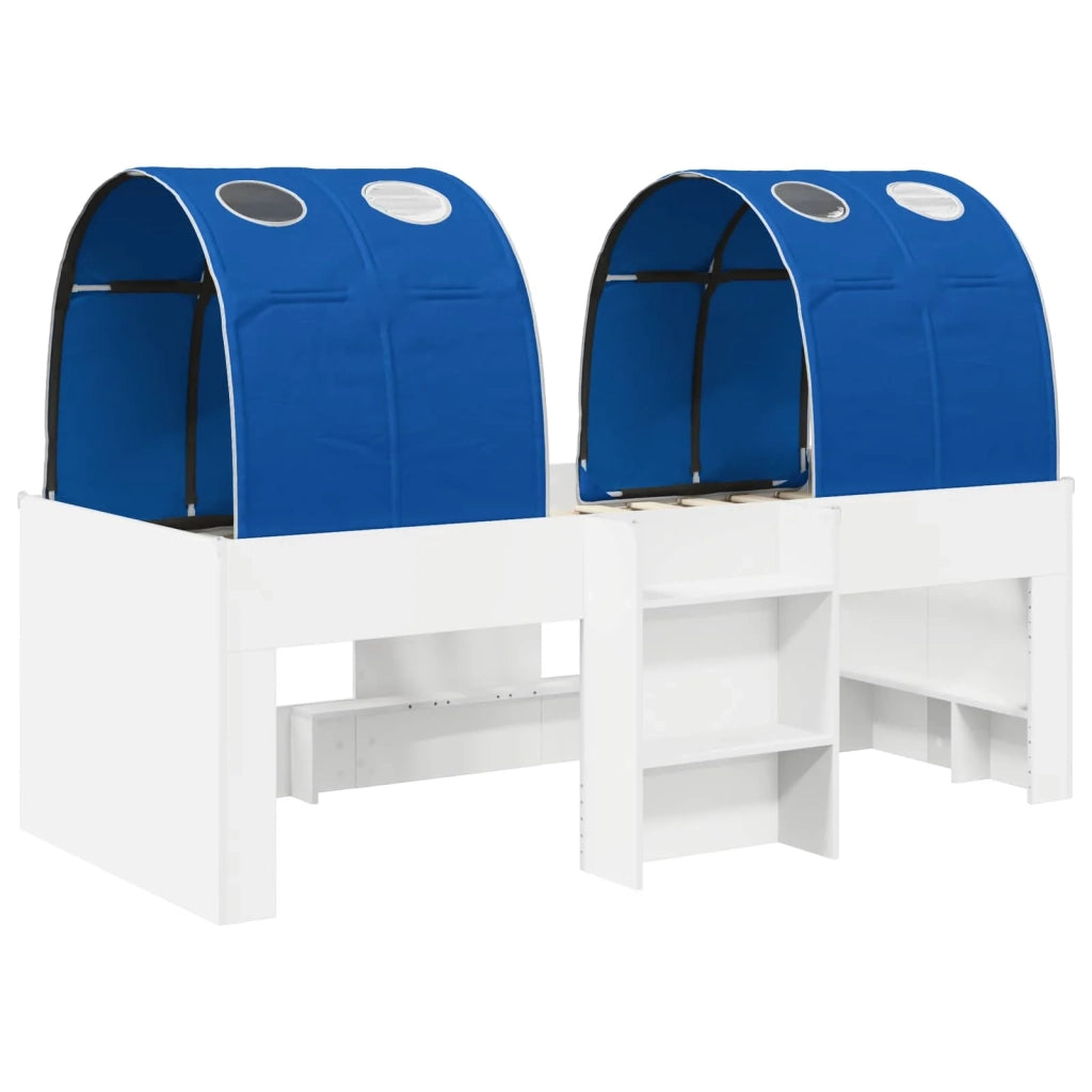 Letto singolo | Letto per adulti | Letto con Tunnel 4 pcs Bianco e Blu Legno ingegnerizzato