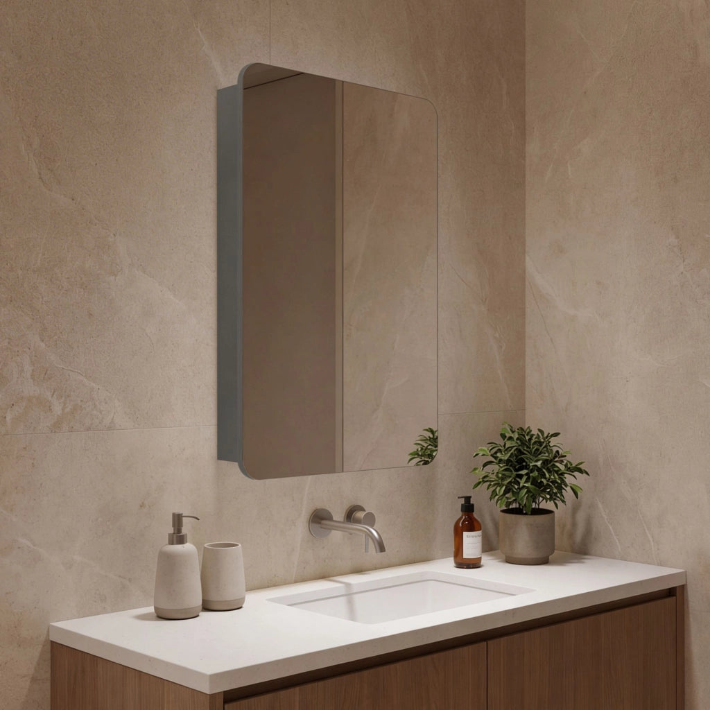 Mobile da bagno con specchio "Orbit 50" - 50 x 16 x 71 cm - Grigio