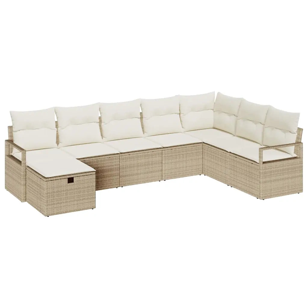 Set di divani con cuscino Beige e Crema polyrattan