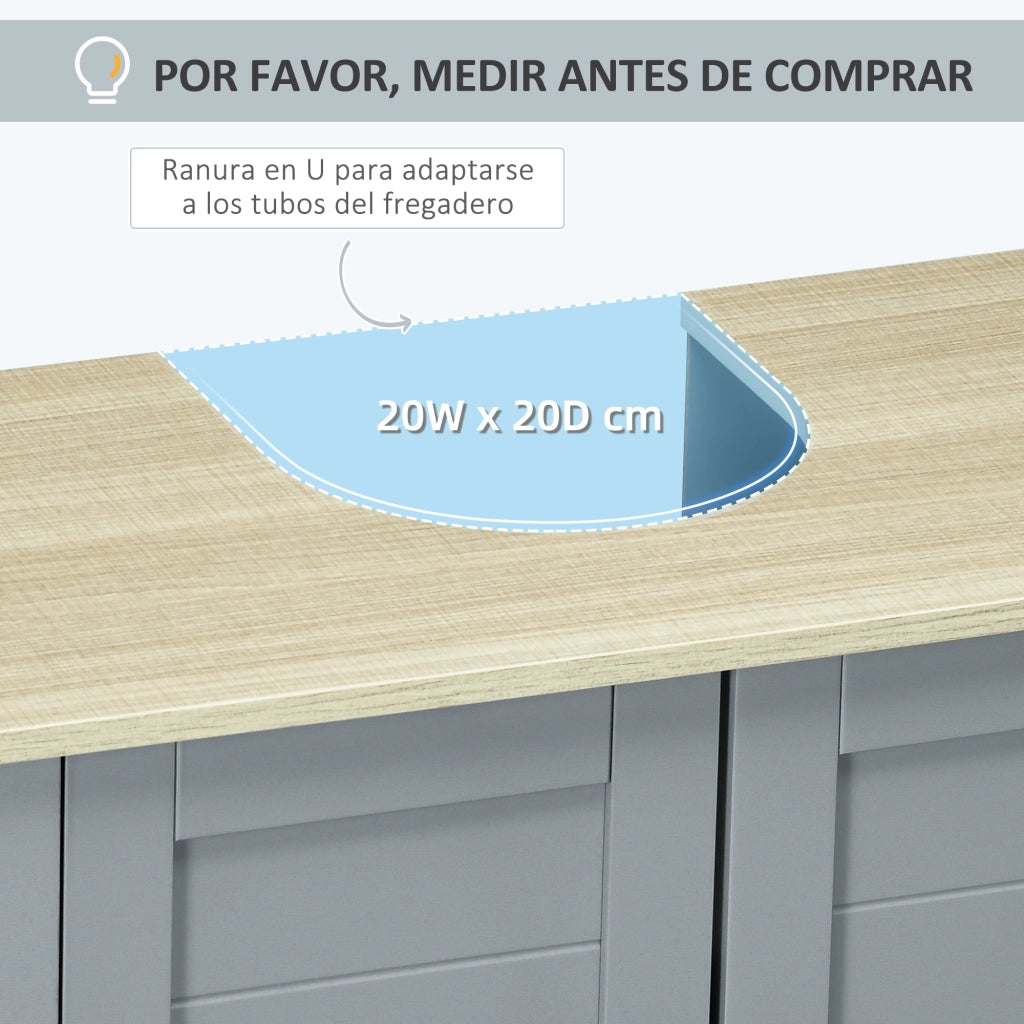 Mobiletto Sottolavabo con 2 Ante e Ripiano Regolabile ¨C Minimal ¨C Grigio 60x30x60 cm