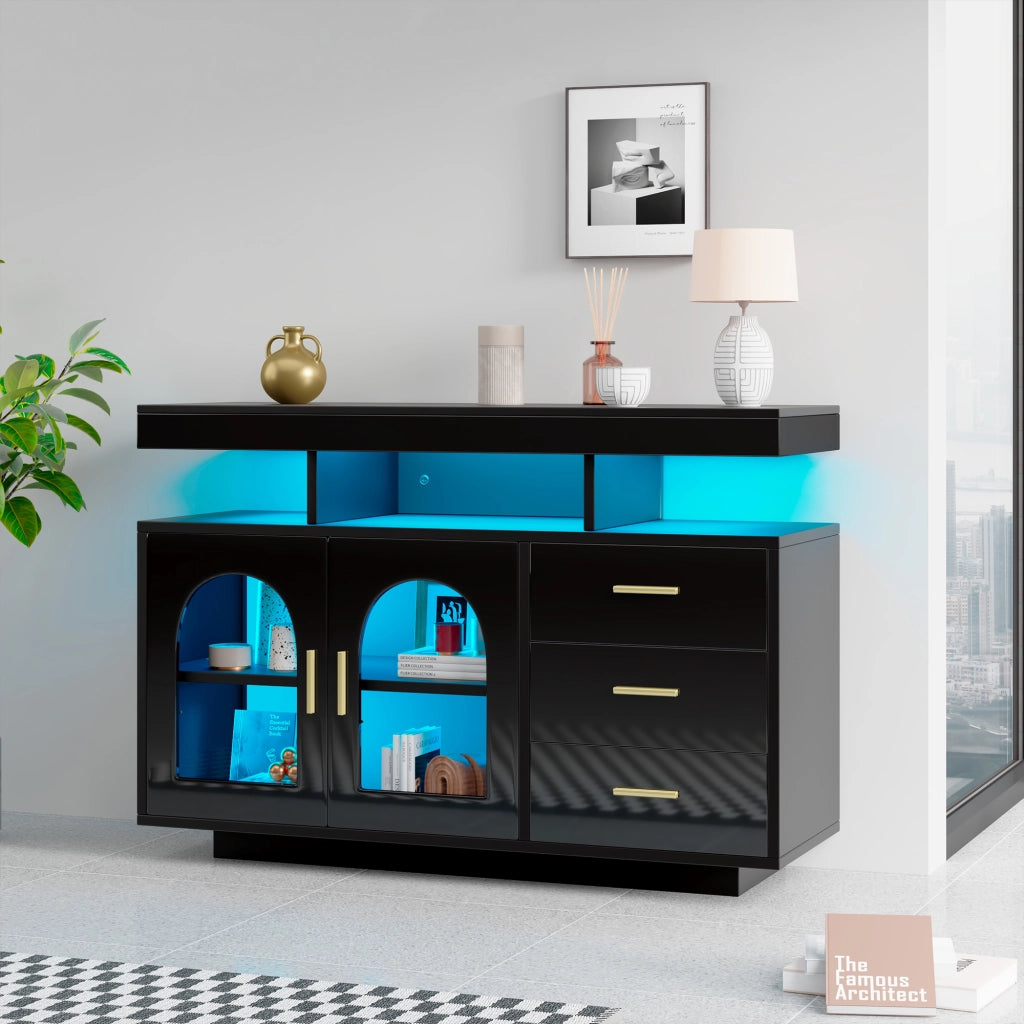 Sideboard LED con luci a 16 colori - Zephmum-120 cm-Nero