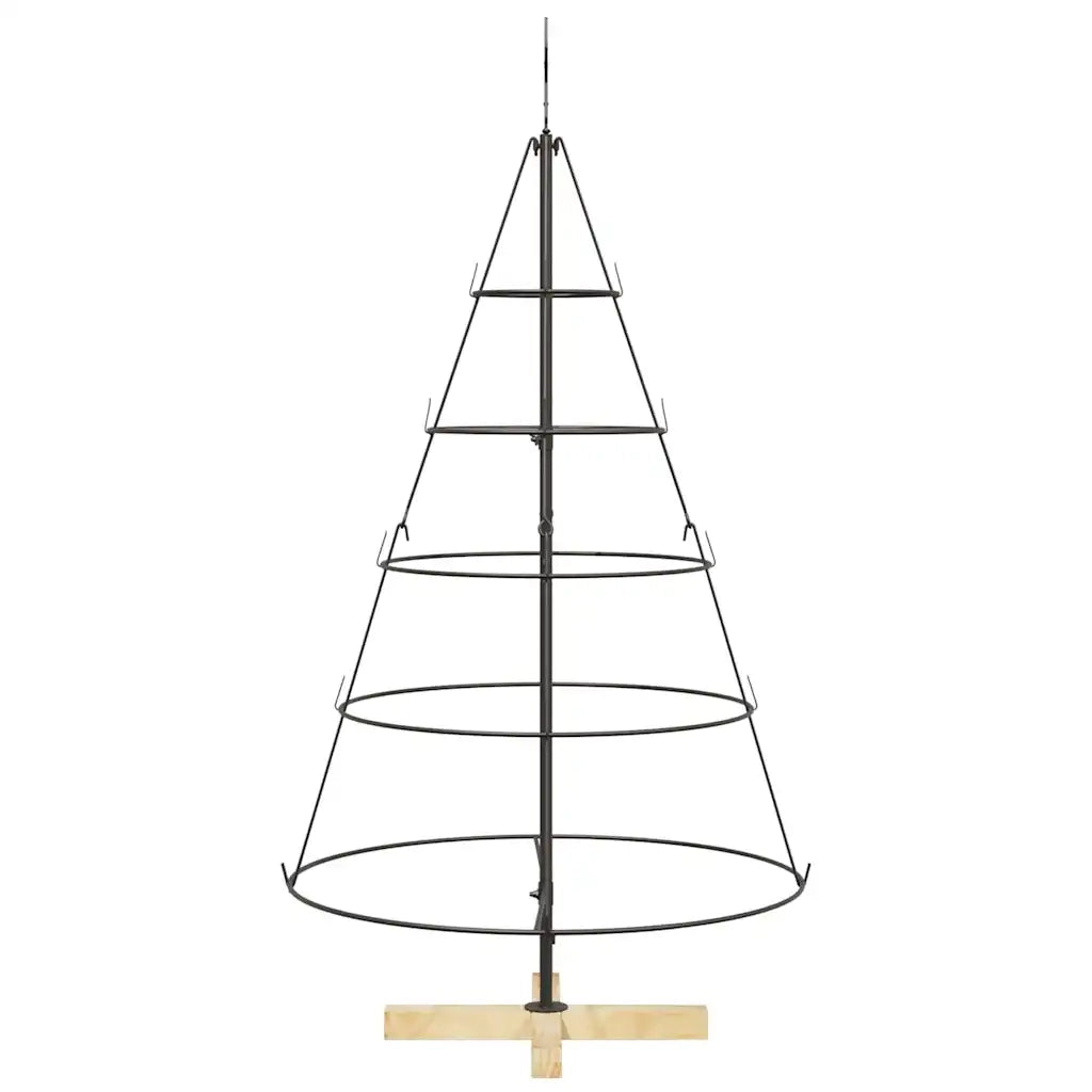 Albero a Cono di Natale con supporto Nero 126 cm Acciaio 42019159