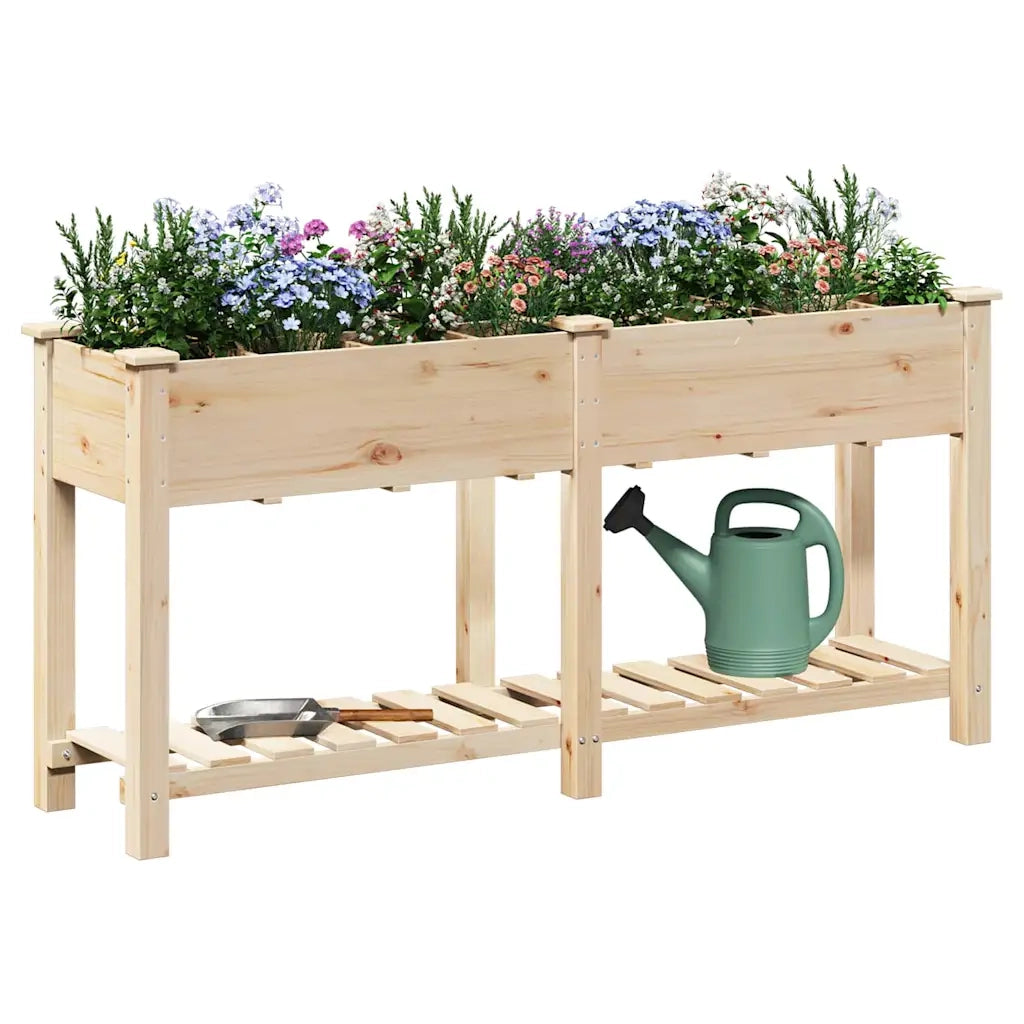 Fioriere | Cassetta per fiori | Vaso da giardino con lo scaffale Beige 161,5 x 45 x 76,5 cm