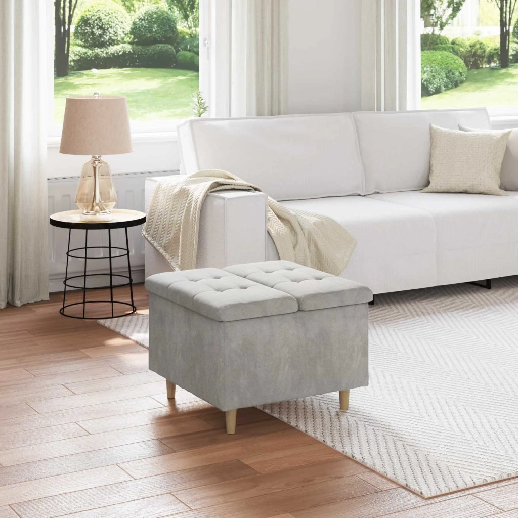 Pouf contenitore Grigio chiaro 60 x 60 x 45 cm Velluto 876825