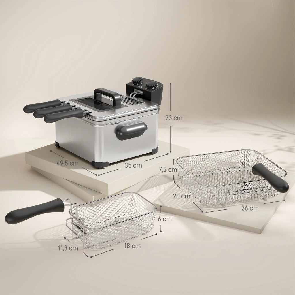 Friggitrice 5 litri con timer e controllo temperatura 2000W ¨C zephmum ¨C cestello amovibile e finestra di visualizzazione
