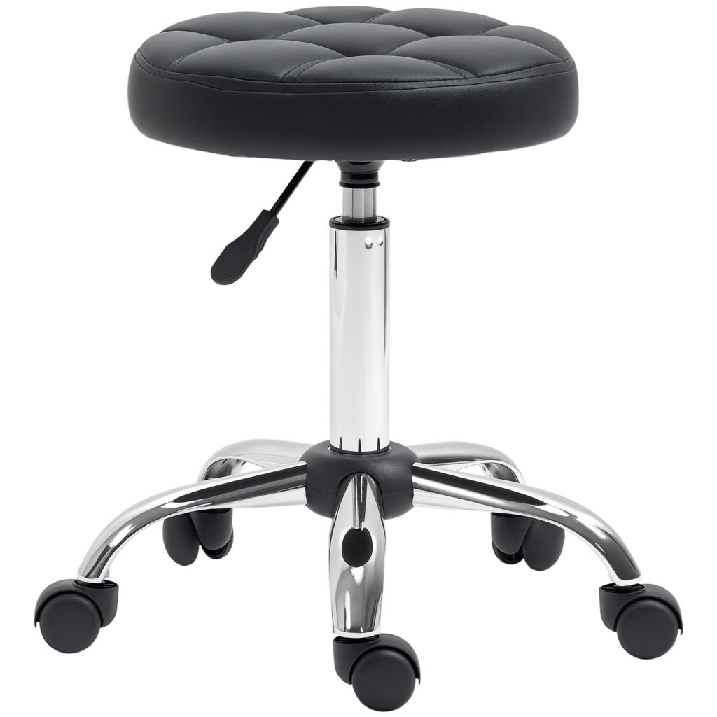 Sgabello Girevole Regolabile in Altezza ¨C Minimal ¨C Nero, Pelle, 48-63 cm