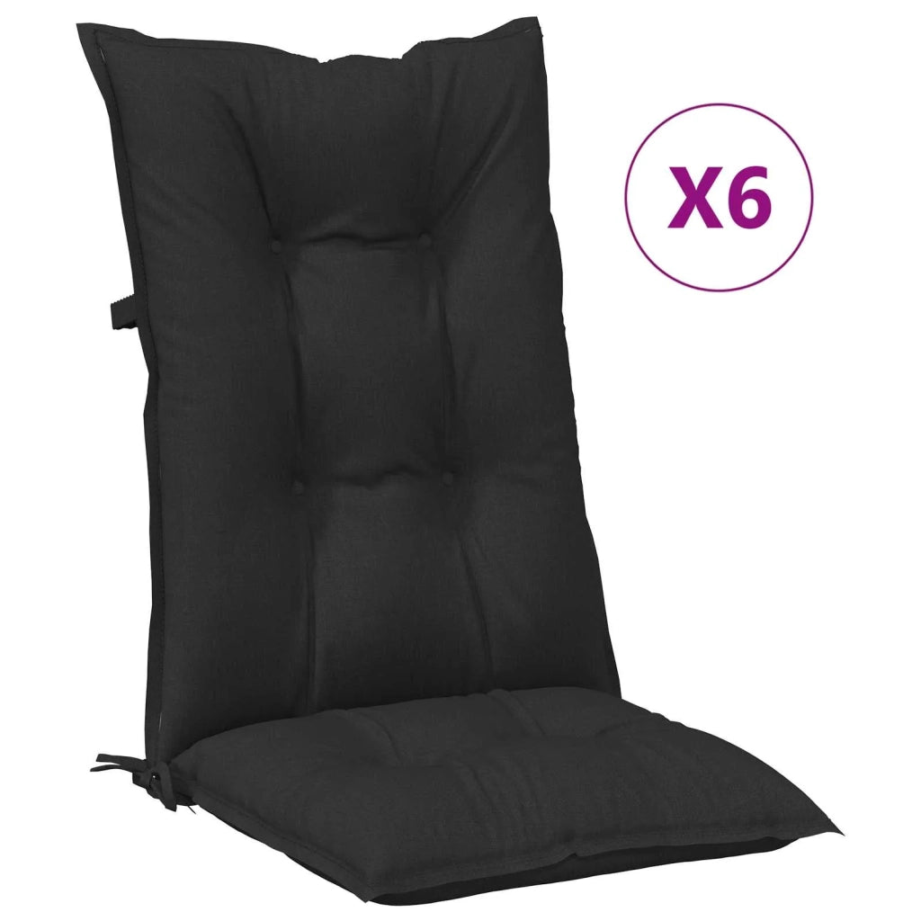 Set di cuscini per sedia alta 6 pz | Cuscini per sedie Melange nero