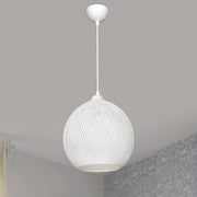 Lampada a Sospensione 'Lisburn' con Paralume a Globo in Iuta - Bianco [lux.pro]