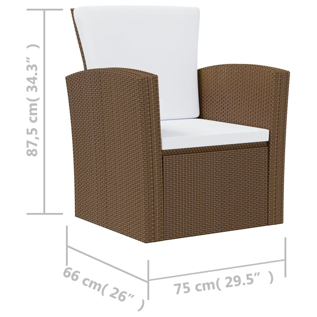 Set Divani da Giardino 16 pz con Cuscini in Polyrattan Marrone 3095944