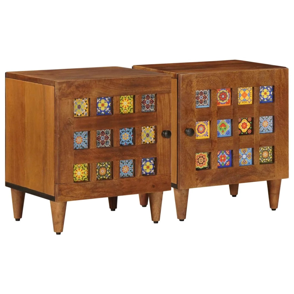 Set di 2 Comodini | Armadio da Notte | Mobiletto da notte Marrone 40 x 33 x 46 cm
