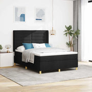 Letto a molle con materasso Nero 140 x 190 cm Tessuto