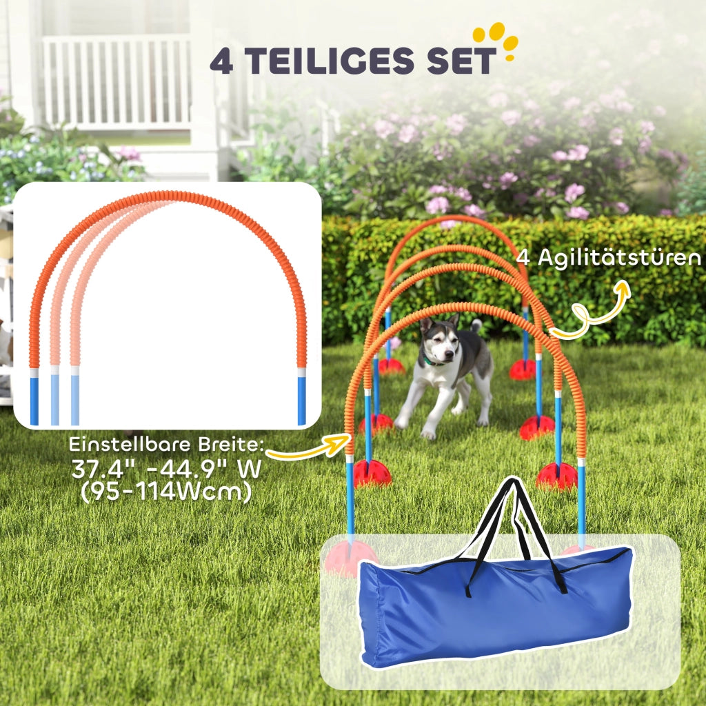 Set Agility per Cani 4 Pezzi con Porte Regolabili ¨C zephmum ¨C Blu