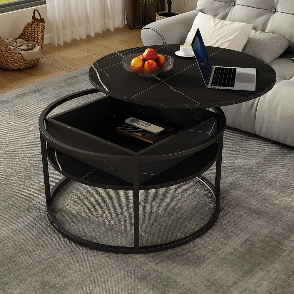 Vicco Tavolino Nero/marmo-bianco 77 x 77 cm