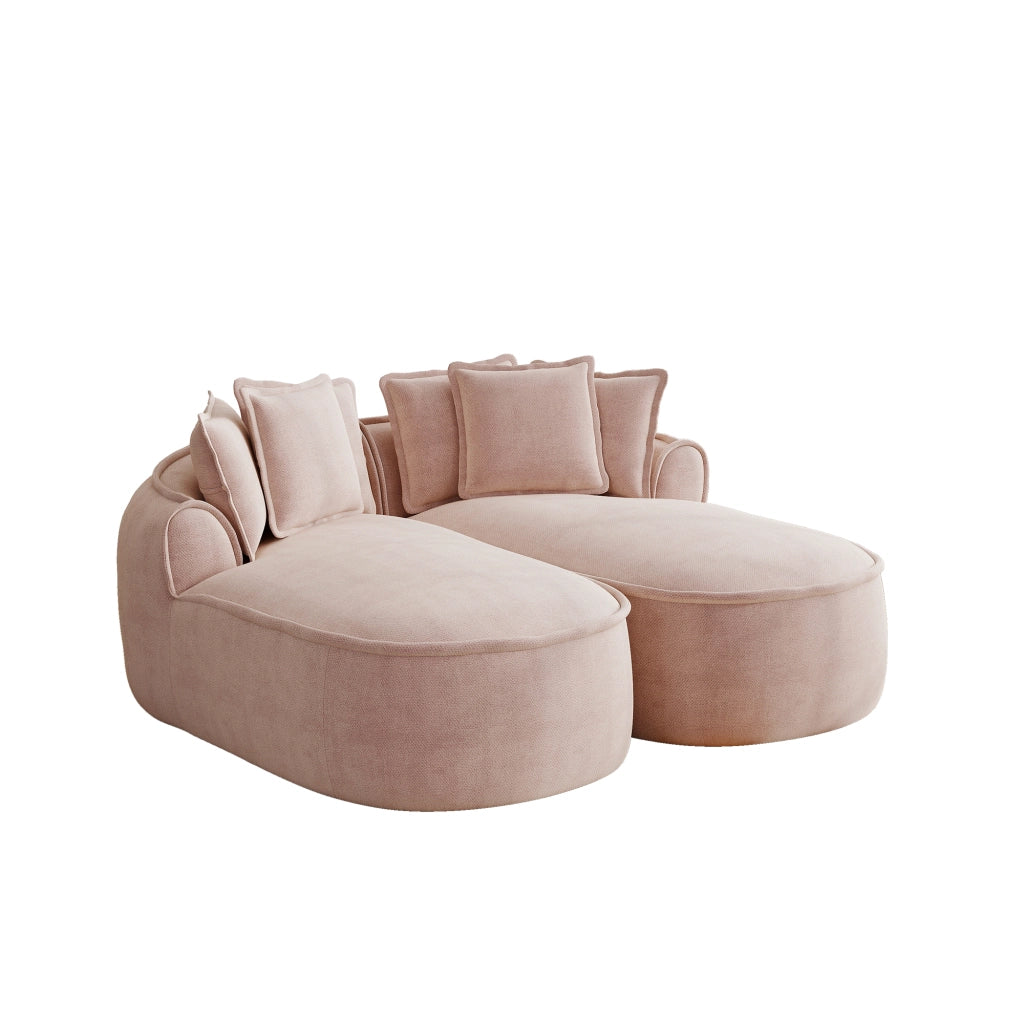 Divano Chaise Longue Doppio in Chenille con Cuscini ¨C MINIMAL ¨C Rosa