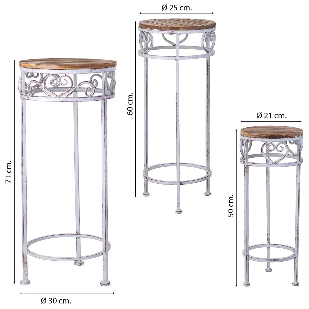 Supporto vasi set 3 pezzi grigio 30x30x71h cm