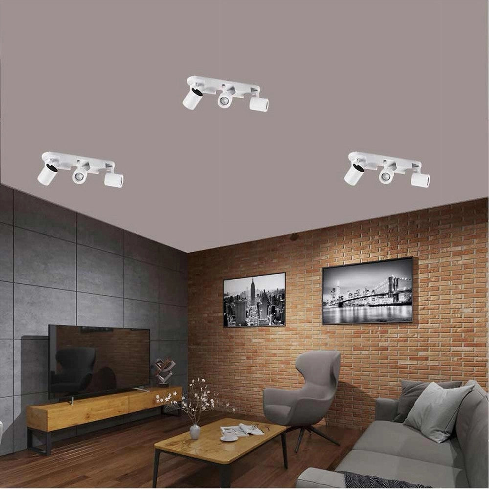 Trade Shop - Applique 3 Diffusori Orientabile Soffitto Parete Lampada Gu10 Bianco Nero Th8803 -