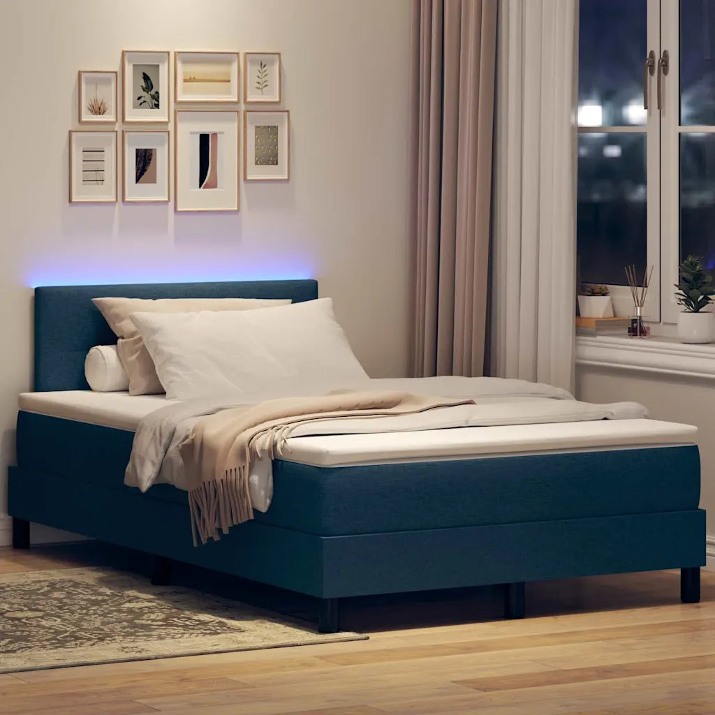 Letto a molle con materasso con led Blu 120 x 190 cm Tessuto 3342197