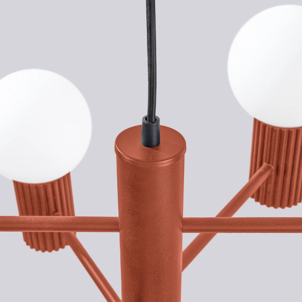 Lampadario HALO 6 rosso ocra