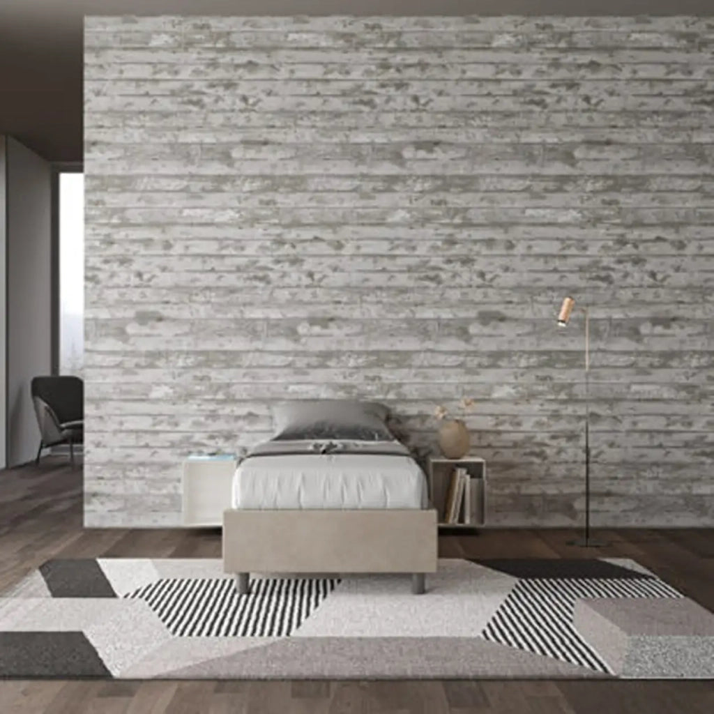 Letto singolo contenitore imbottito 80x200 microfibra sabbia Azelia
