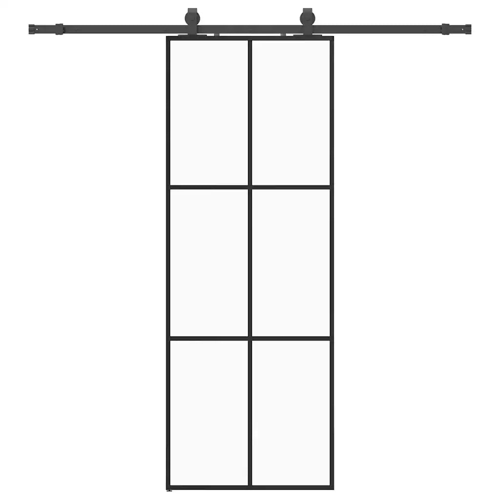 Porta Scorrevole con Ferramenta Nera 76x205 cm in Vetro ESG 3375844
