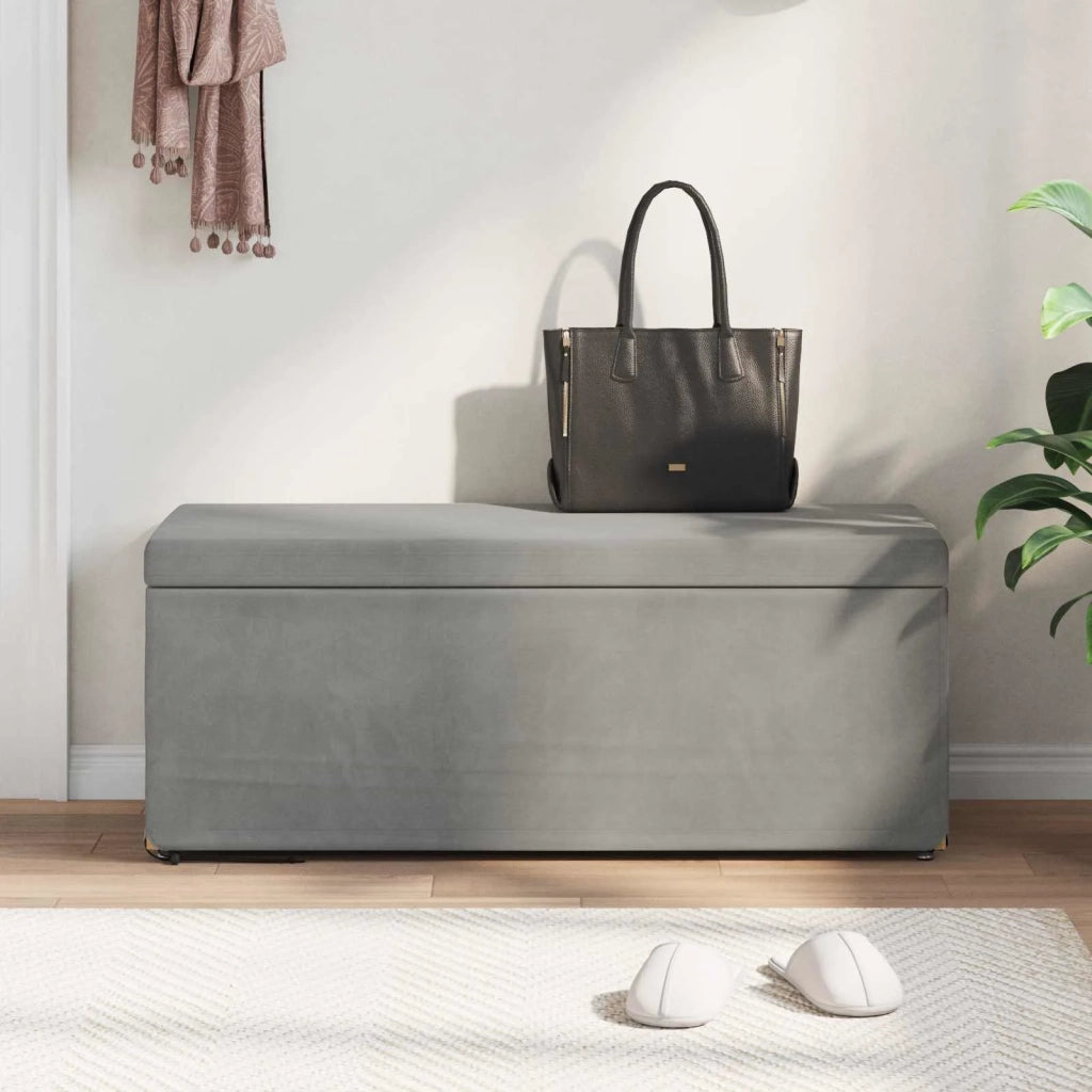 Pouf Grigio chiaro Velluto e Legno Ingegnerizzato 876795