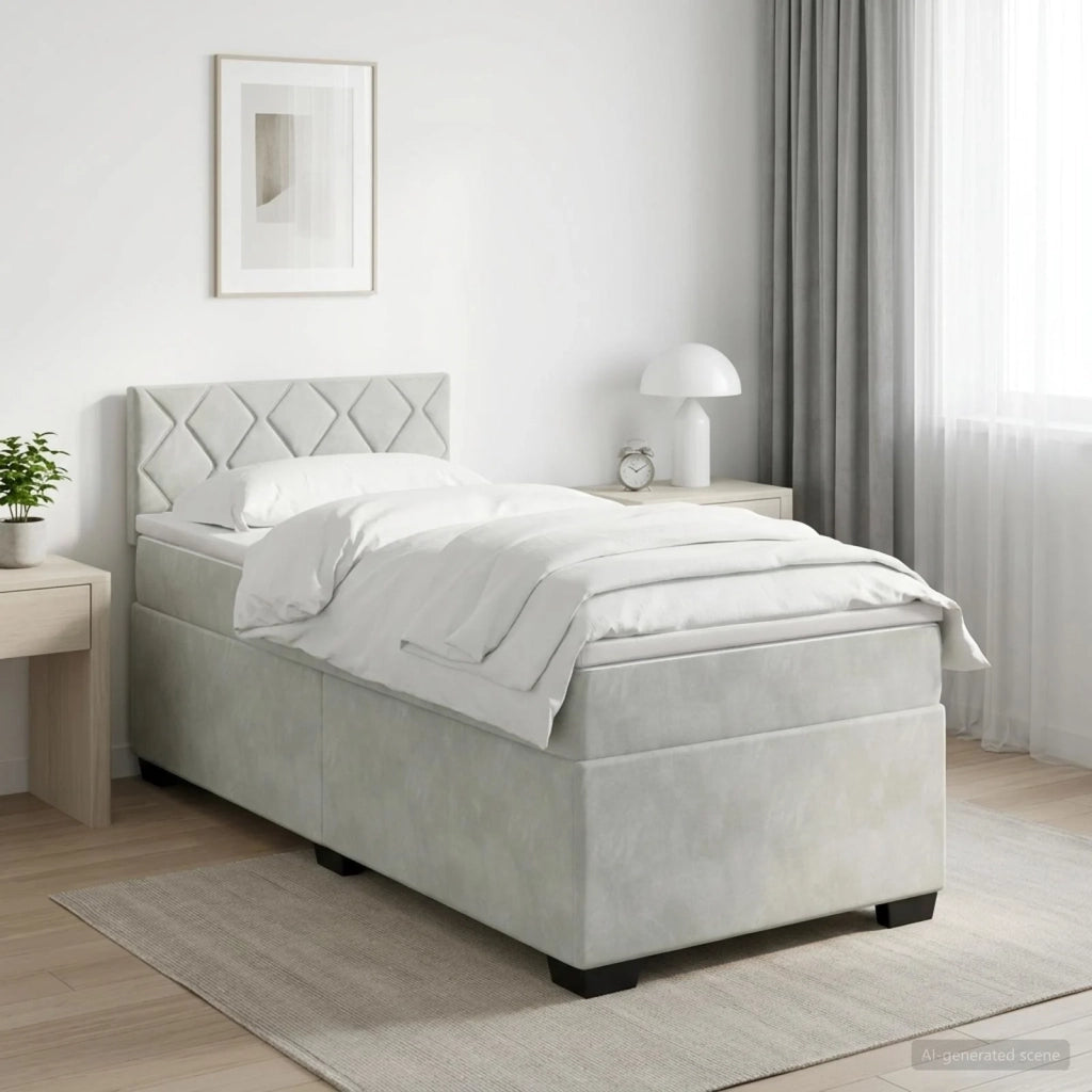 Letto box spring con materasso Grigio Chiaro 100 x 200 cm 3450662