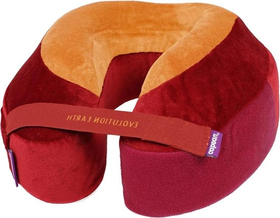 Traagschuim Reisnekkussen 360° con Sostegno per Testa, Collo e Cervello - Rosso Fuoco