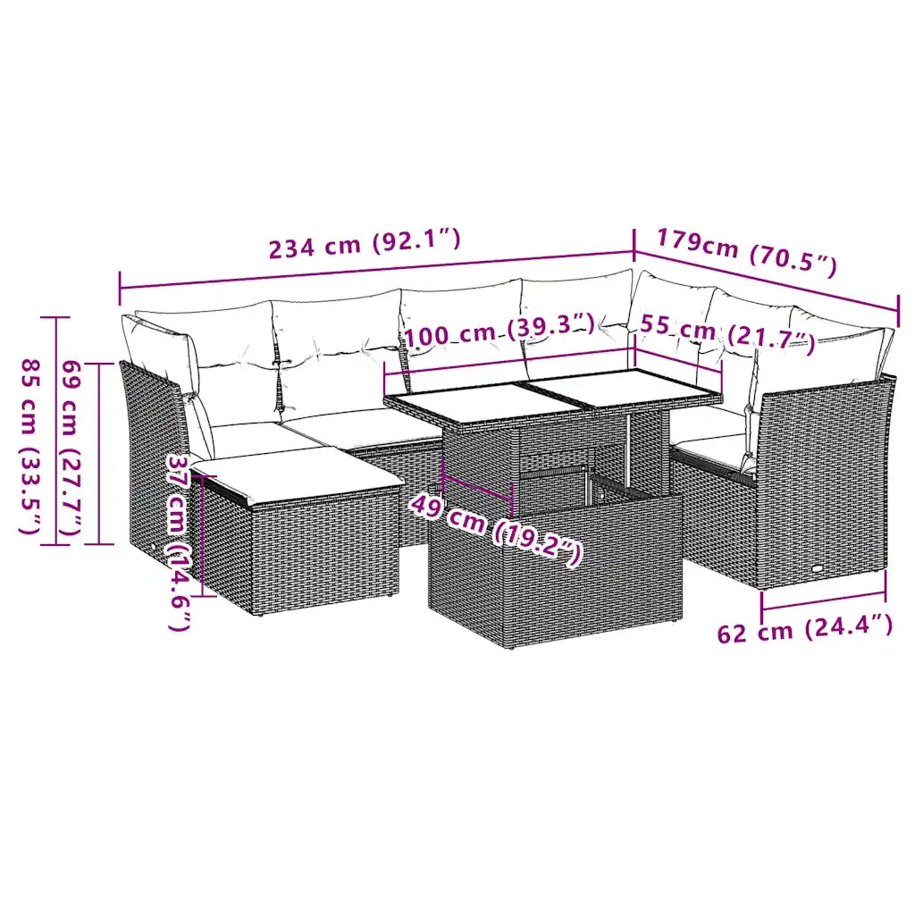 Set Divani da Giardino 8 pz con Cuscini Grigio in Polyrattan 3266761