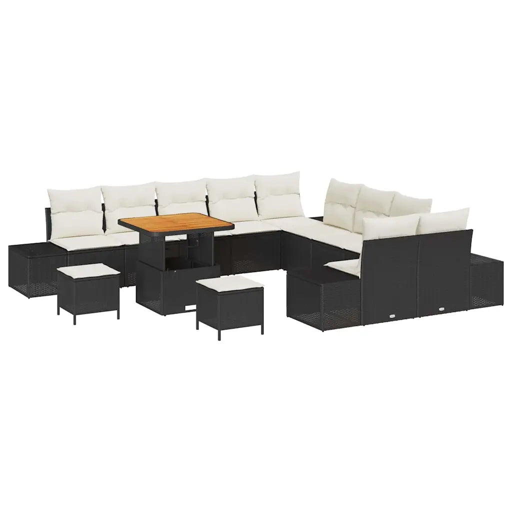 Set Divano da Giardino con cuscino 13 pcs Nero polyrattan 3362840