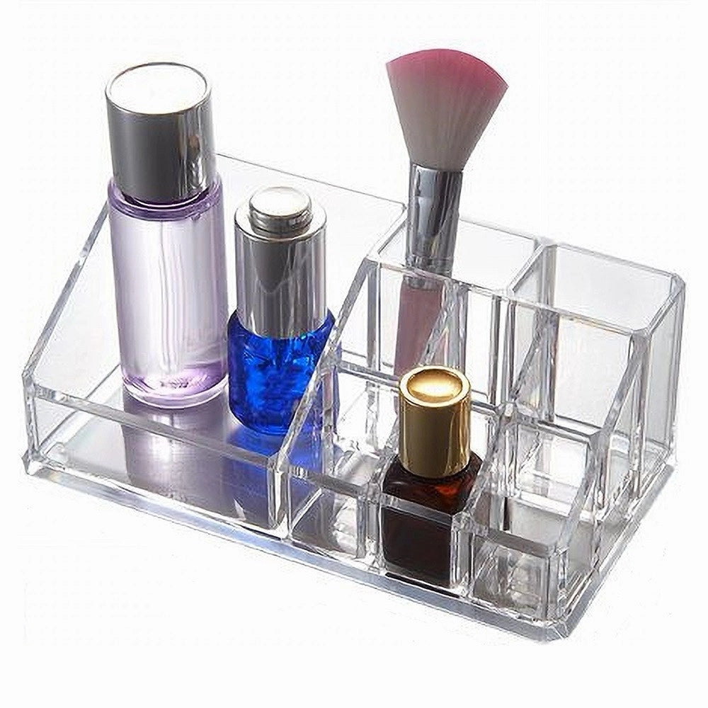 Trade Shop - Organizer Box Trasparente 9 Scomparti Posti Per Trucchi Cosmetici Make Up 10248 -