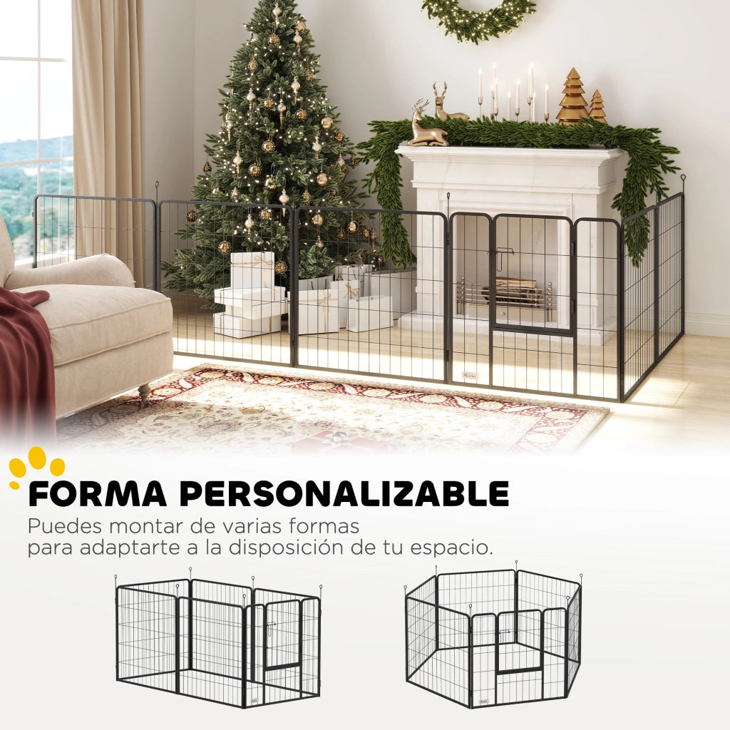 Recinto per Cani 6 Pannelli con Porta ¨C Minimal ¨C Nero 80 cm