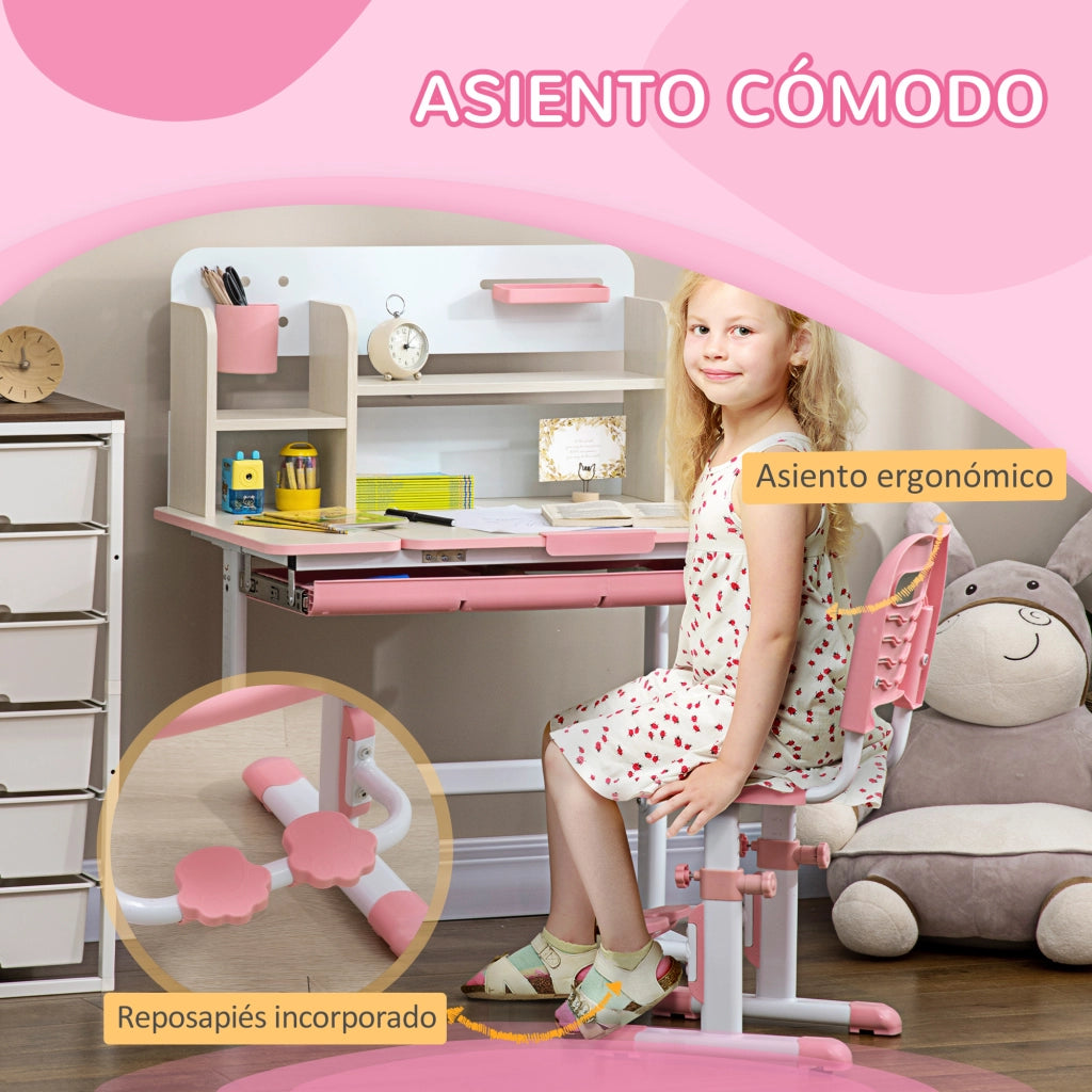 Scrivania Regolabile per Bambini ¨C Minimal ¨C Rosa 80x52x88-109 cm