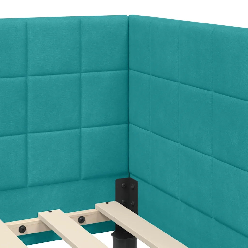Cornice del letto ad angolo Turchese 80 cm x 200 cm Velluto 42016416