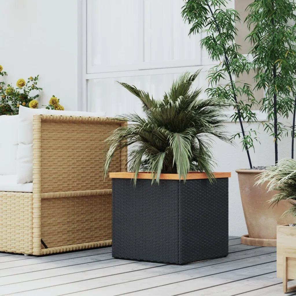 Fioriera | Cassetta per fiori | Vaso Nera 40x40x40 cm in Polyrattan