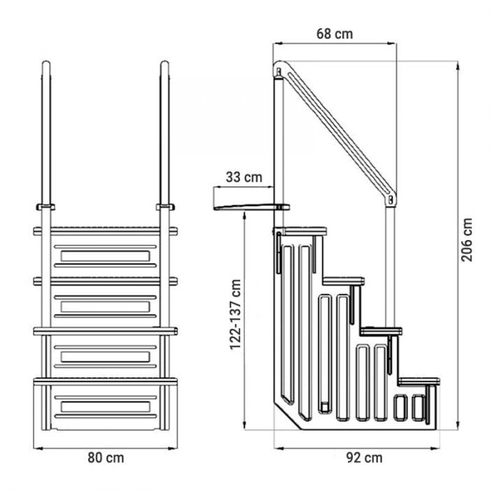 Scaletta sintetica Gre in HDPE per piscina interrata - 4 gradini