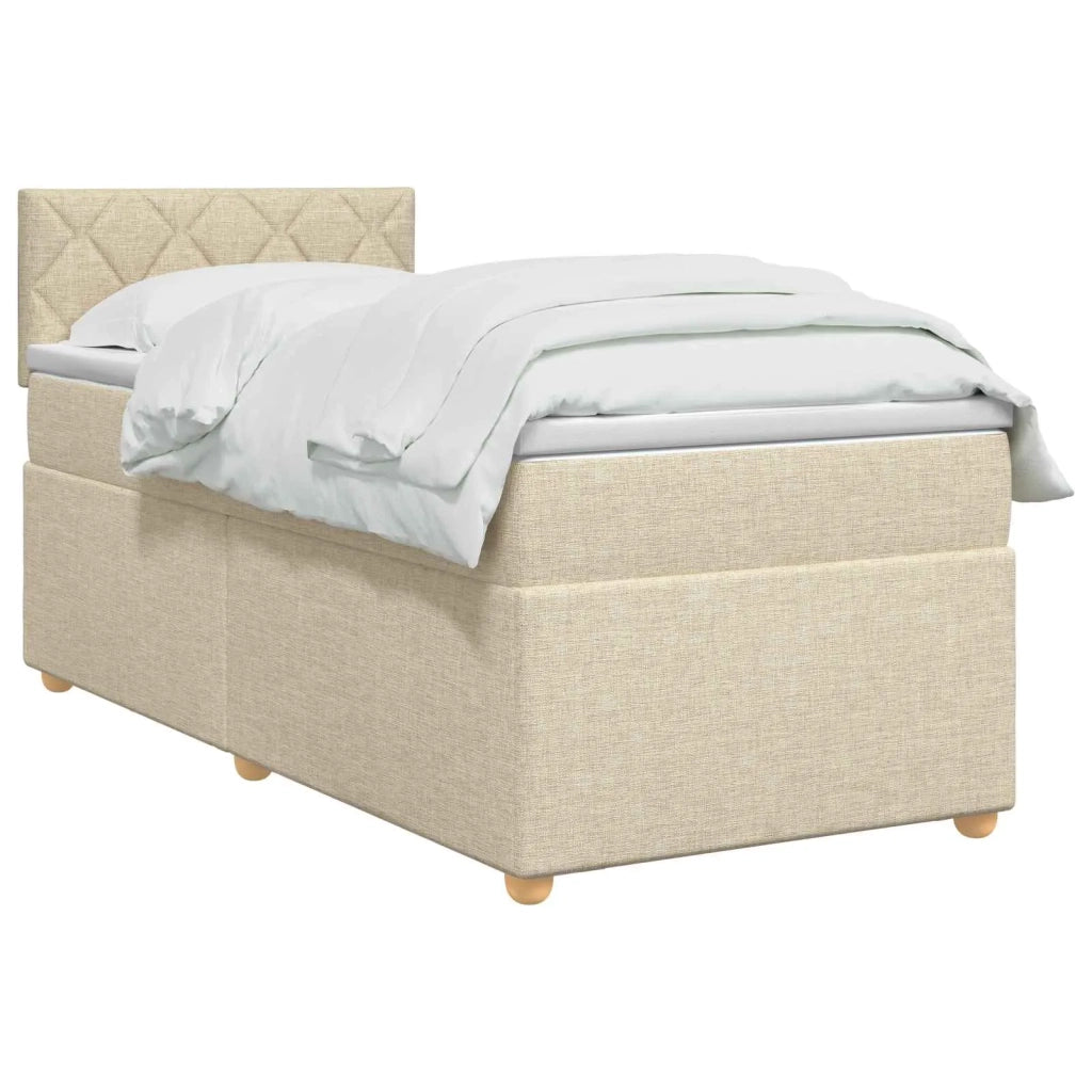Letto box spring con materasso Crema 80 x 200 cm Tessuto 3450837