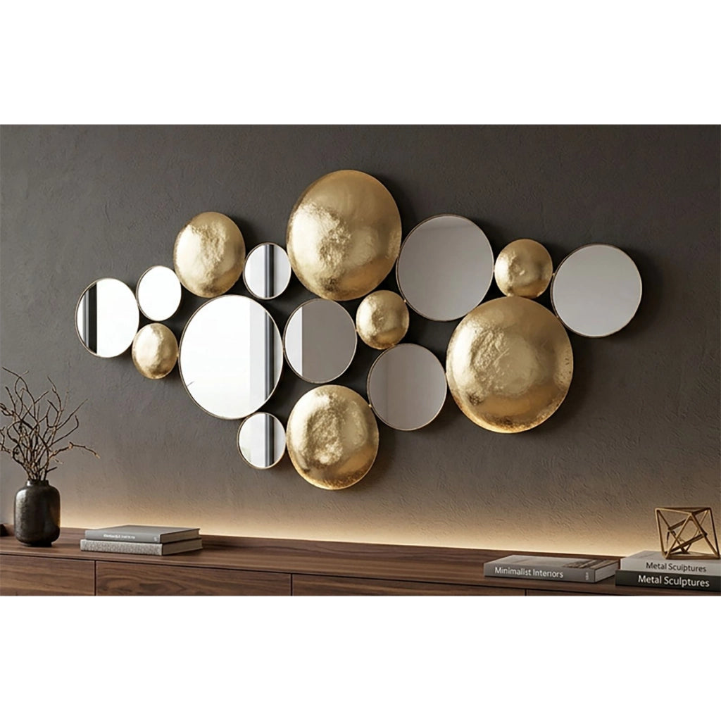 Pannello da muro Glam con specchi dorati 118x60 cm