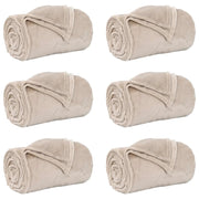 Coperte da Pile 6 pz Beige 240 x 270 cm Panno