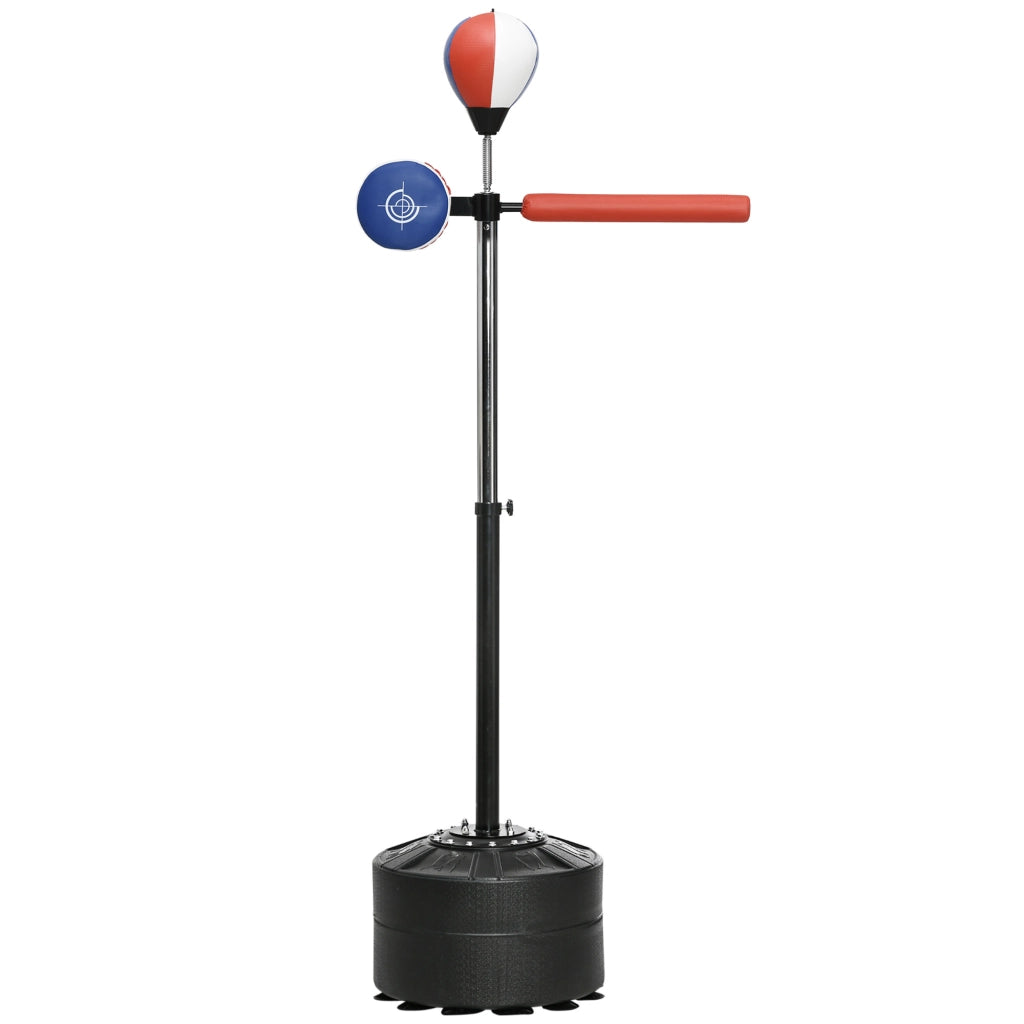 Sacco Boxe da Terra con Barra Girevole, Speedball e Colpitore ¨C Minimal ¨C Acciaio, HDPE, PU, 80.5x48x163-205 cm