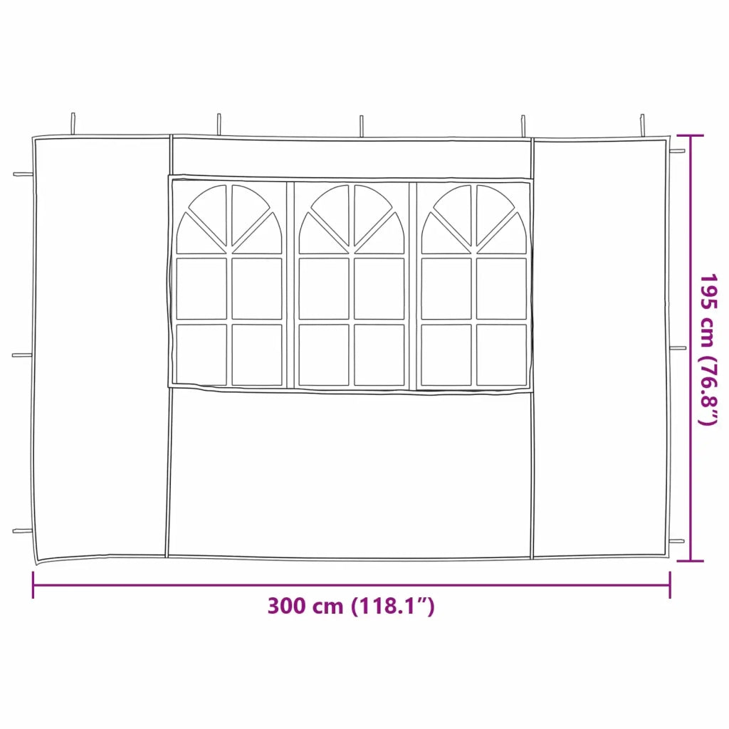 Parete per tenda da festa 2 pz 300 x 195 cm Rosso PE e Acciaio CFW1921719