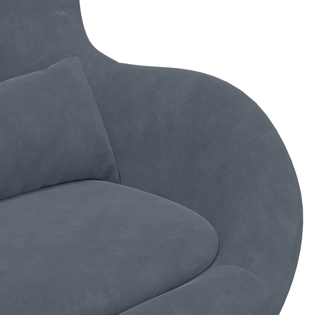 Poltrona | Sedia Egg con Pouf Grigio scuro Velluto