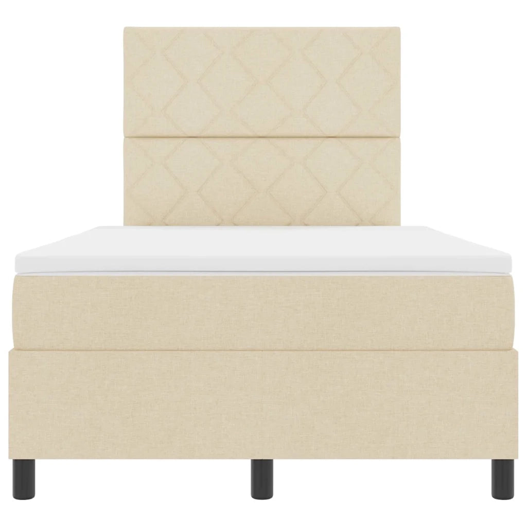 Letto a molle con materasso Crema 120 x 200 cm Tessuto 3339460