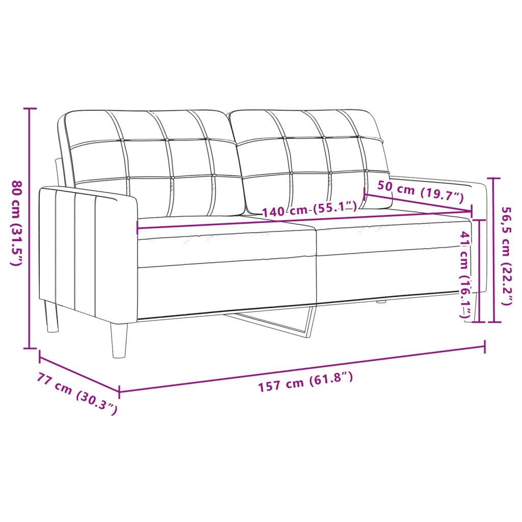 Divano a 2 Posti Grigio Chiaro 140 cm in Velluto 4007624